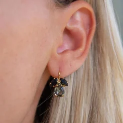 Caroline Svedbom Øredobber|Petite Timo Earrings Gold Black Diamond Jet