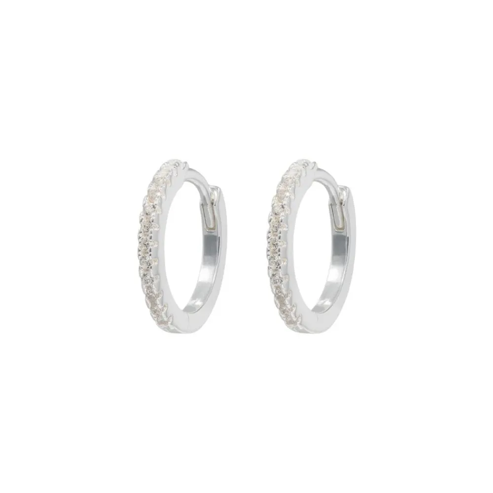 Emilia by Bon Dep Øredobber|Emilia Medium Hoops Silver White